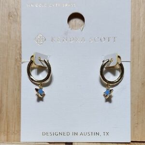Kendra Scott Gold Hoops with Blue Star Charm